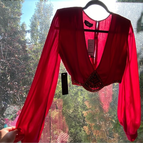 Bebe Embellished Crop Shirt NWT Size XS - Picture 16 of 17